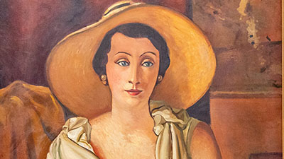 André Derain - Portrait de Madame paul Guillaume au grand chapeau ( vers 1928 - 1929 ) Huile sur toile 